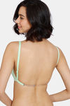 Zivame Beautiful Basics Double Layered Non Wired Full Coverage Backless Bra - Green Ash — thumbnail 3